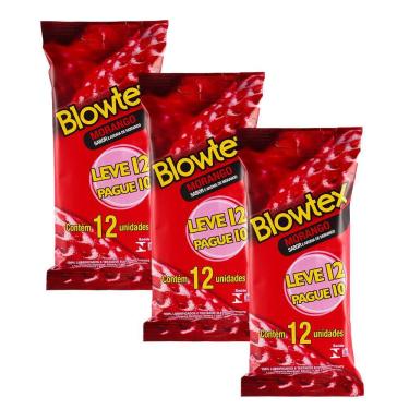 Imagem de kit 3 Pacotes Preservativo Blowtex Morango C/ 12 Unidades Cada