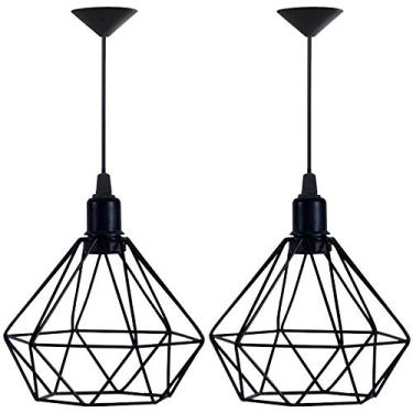 Imagem de Kit 2 Lustres Pendente Aramado Diamante Preto - Decora na Net
