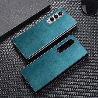 Imagem de Capa de telefone de couro PU premium para Samsung Galaxy Z Fold 4 3 5G Capa de cor sólida resistente a arranhões para Galaxy Z Fold4 Fold3 Capa, azul claro, para Galaxy Z Fold4