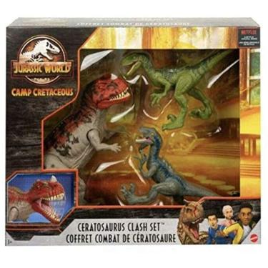 Imagem de Conjunto Camp Cretaceous Ceratosaurus Clash com Ceratossauro e 2 Velociraptores