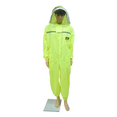 Imagem de UOBEKETO Macacão profissional de apicultor verde fluorescente para apicultura respirável com véu autossuficiente para apicultores
