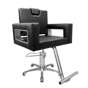 Imagem de Cadeira Poltrona de Cabeleireiro Moderna Inox Preto