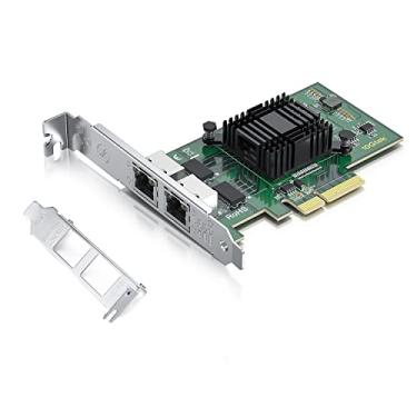Imagem de Placa de rede H!Fiber Gigabit de 2 portas com chip Intel I350, placa de rede de 1 Gb Compare com Intel I350-T2 NIC, duas portas RJ45, PCI Express 2.1 X4, placa Ethernet com perfil baixo para Windows