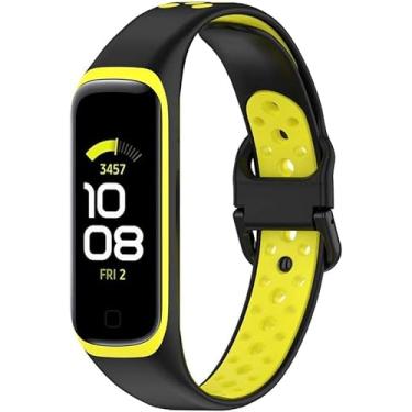 Imagem de Pulseiras Esportivas NSmart compativeis com Galaxy Fit2 SM-R220 (R220, Preta com Amarelo)