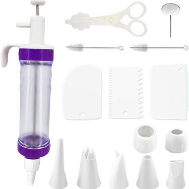 Imagem de LONG XIN SERIES 1 conjunto de seringas para decoração de sobremesa, injetor de enchimento de cupcake, ferramenta de dispensador de gelo para fazer seringas de creme de sobremesa, kits de bicos de