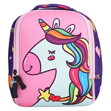 Imagem de Mochila escolar ajustável com desenho de animal fofo, para crianças pequenas, meninos, meninas, jardim de infância, crianças unissex (pequeno cavalo arco-íris + coleira)