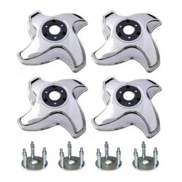 Imagem de 4 Calota 4 Pontas Aro 16 17,5 Metal Caminhao Rodoar + Suporte - TOP-AR