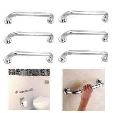 Imagem de Alça de Apoio 30cm Barra Inox Segurança Kit 6 Unidades Cadeirante Idos