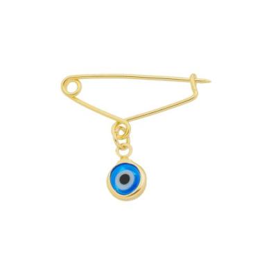 Imagem de Broche Alfinete Olho Grego Roupa Batizado Folheado Ouro 18k - Gabby Lu