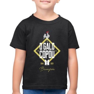 Imagem de Camiseta Algodão Infantil O Galo Copou! - Foca na Moda, Preto, 2