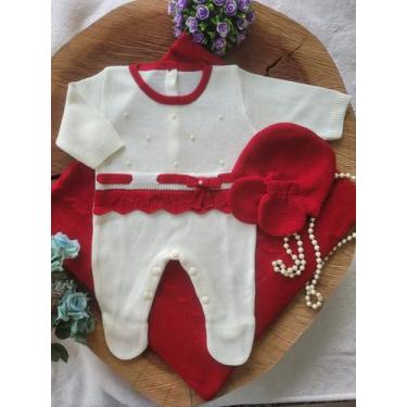 Imagem de Saída Maternidade Tricô laço vermelho ki2 - locomotiva, Vermelho, rn