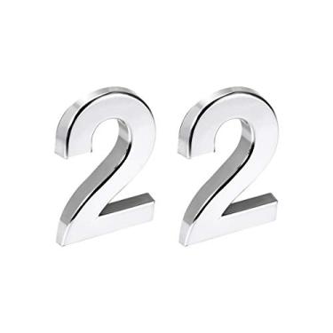 Imagem de uxcell Número de casa autoadesivo 1,38 polegada plástico ABS número 2 para casa hotel caixa de correio sinal tom prata 2 peças