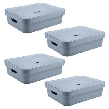 Imagem de Caixa Organizadora OU Plastico 16L Cube Azul 04 unidades