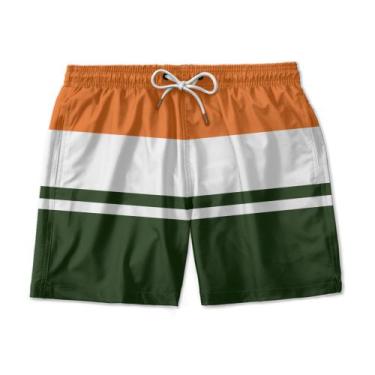 Imagem de Short Bermuda Moda Praia Listrado Mauricinho Tactel Bolso Lateral - Da