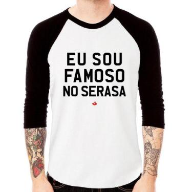 Imagem de Camiseta Raglan Eu sou famoso no Serasa Manga 3/4 - Foca na Moda, Bran