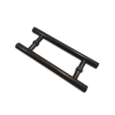 Imagem de Puxador H duplo 30x20cm tubular redondo para porta de vidro e portão -