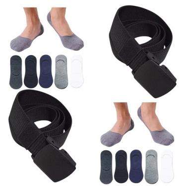 Imagem de Kit 12 Pares Meias Masculina Invisível e Cinto lona Elástico - Genéric