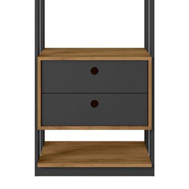Imagem de Guarda Roupa Modulado Closet Titan 2 Gavetas - pr Móveis Preto Velluto/ Freijó