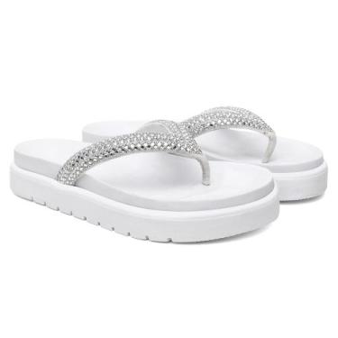 Imagem de Sandália Chinelo De Dedo Feminino Papete Strass Brilho Macia - Via Liv