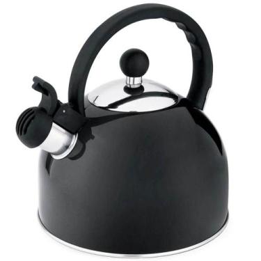 Imagem de Chaleira de Inox com Apito 1,75L Cabo Fixo Preta Hercules para Cozinha