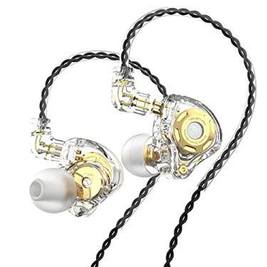 Imagem de FEDAI TRN MT1 Pro HiFi fone de ouvido intra-auricular duplo magnético dinâmico driver esportivo com cancelamento de ruído, pino C removível, cabo de 0,75 mm (sem microfone, transparente)