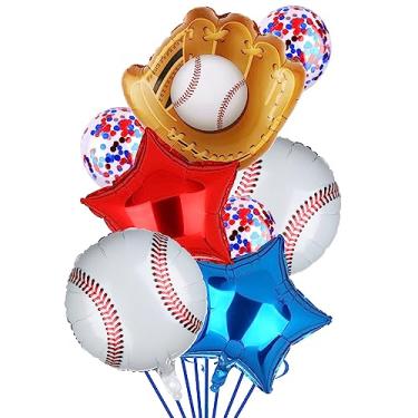 Imagem de Conjunto de balões de alumínio para festa de aniversário de beisebol, decoração de luvas, tema de beisebol, confete de Mylar, suprimentos para balões de chá de bebê