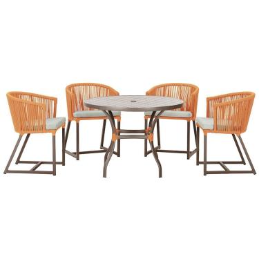 Imagem de Mesa Com 4 Cadeiras E Noronha Estofado 3 Trama Original Terra Cota