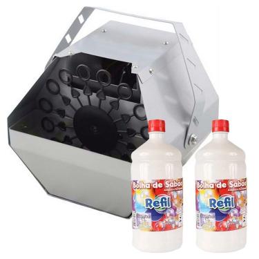Imagem de Kit Bolha De Sabão Com Máquina Profissional E Refil 2 Litros Voltagem 220v