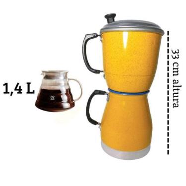 Imagem de Cafeteira Alumínio Amarelo Extra Forte Econômica Manual Italiana 1,4 L