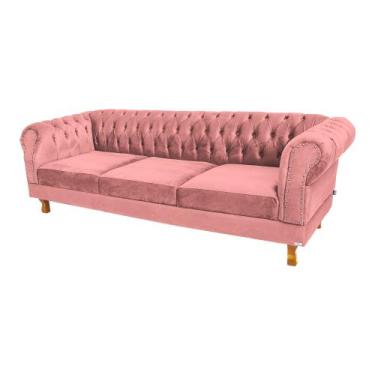 Imagem de Conjunto com 2 Sofás Chesterfield Duque 3 lugares 1,80 - Suede Rosa / 