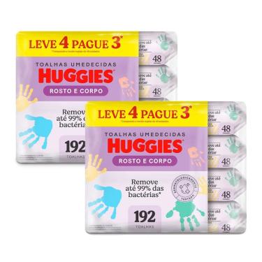 Imagem de Kit 2 Toalha Umedecida Huggies One & Done Leve 4 Pague 3 com 4 Pacotes de 48 Unidades cada