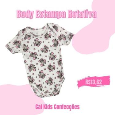 Imagem de Body Curto Canelado Estampa Rotativa Feminino 100% Algodão, RC - P M G