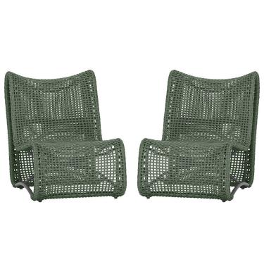 Imagem de 2 Cadeiras Poltronas Texas Corda Náutica Varanda Jardim Verde