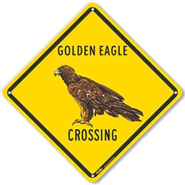 Imagem de PetKa Signs and Graphics Placa de alumínio PKAC-1140-NA_10x10 "Golden Eagle Crossing", 25,4 cm x 25,4 cm, amarela