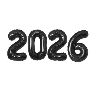 Imagem de Balões de 40,6 cm 2026, balões com número de alumínio 2026 para festivais de Ano Novo de 2026, decorações de formatura, preto