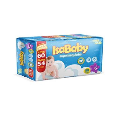 Imagem de IsaBaby – Fralda Descartável Super Sequinha Hiper G 60 Unidades | Absorção 12h, Toque de Algodão e Gel Superabsorvente | Conforto, Proteção e Segurança Diária