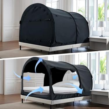 Imagem de Alvantor Barracas de cama com dossel para cama, barracas de sonho, espaço de privacidade, tamanho único, tendas de dormir, cortinas com moldura portátil