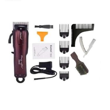 Imagem de Kit Maquina Cortar Cabelo Profissional Kemei 2600 + Kit Finalizador - 