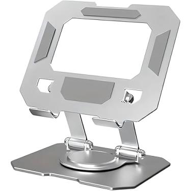 Imagem de Suporte para Tablet, Articulado em Aço Carbono com Base Giratória 360º, Linha Premium, Dobrável, Portátil, Antiderrapante, Ideal para Mesa Escritório, Compatível com Vários Modelos