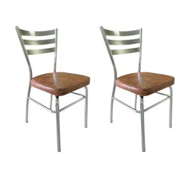 Imagem de Kit 2 Cadeiras de Cozinha com Reforço Cromada Assento Grosso cor Whisk