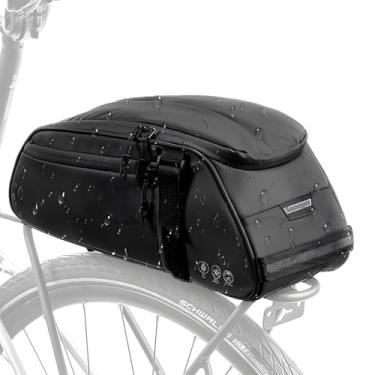 Imagem de WOTOW Bolsa de suporte traseiro refletiva de bicicleta, bolsas de sela de bicicleta resistentes à água para bicicletas, bolsa de armazenamento de porta-malas de 8L, bolsa de transporte de carga do banco traseiro de ciclismo com alça de ombro para viagens