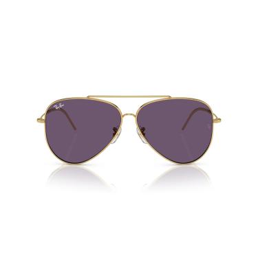 Imagem de Óculos de Sol Ray-Ban Aviator Reverse 0RBR0101S 001/1A Tam 59 / Ouro - Lentes Roxo
