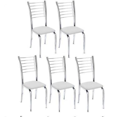 Imagem de Kit 5 Cadeiras Iara Cromada Para Cozinha Branco - GAT MAGAZINE