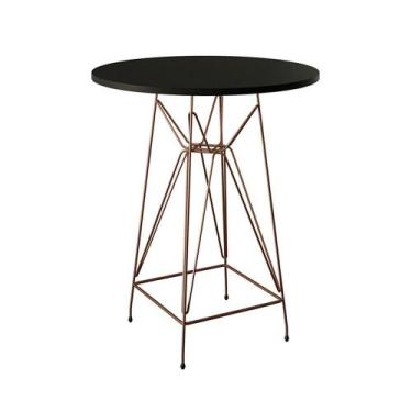 Imagem de Mesa Bistrô Alta 60Cm Preta Base Ferro Cobre Cor: Preto - UP HOME