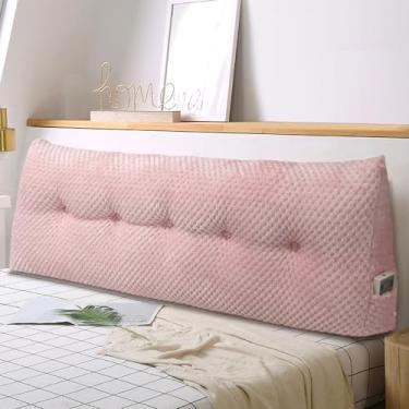 Imagem de WUIOYNF Almofada triangular grande de cunha para cabeceira macia e de suporte, suporte para posicionamento do encosto, almofada de cunha de cama com capa removível (rosa, solteiro, 99 x 20 x 50 cm)