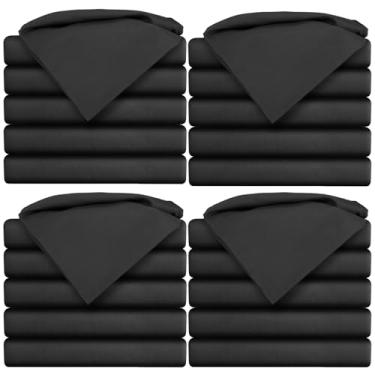 Imagem de Hoolerry Pacote com 10 lençóis de solteiro, tamanho solteiro, 96 x 199 cm, para colchões de até 30 cm de profundidade (preto)