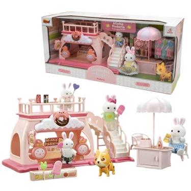 Imagem de Padaria Casinha Feliz Coleção Playset Boneco Família Coelhos - Zoop To