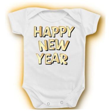 Imagem de Body Para Bebê Happy New Year Dourado Reveillon Ano Novo - Borizinho B