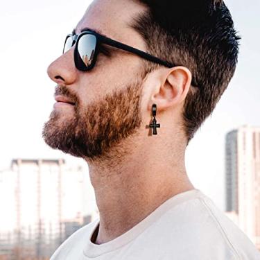 Imagem de Brincos de cruz de aço inoxidável para homens e mulheres, One Size, Aço inoxidável, Sem pedra preciosa