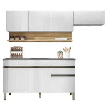 Imagem de Armário De Cozinha 4 Peças Balcão Com Pia 150cm Lina18 K02 Supremo-freijó - Mpozenato